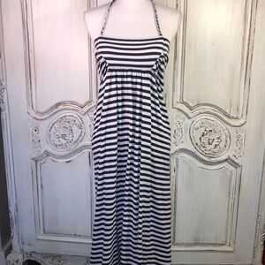 Fora Navy and White stripe 100% Cotton Knit  Backless Maxi Summer Dress Size /S